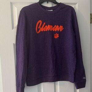 EUC Champion Purple Crewneck with Orange Clemson Logo size large